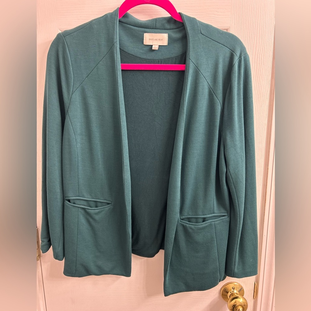 Women's Teal Open-Front Blazer